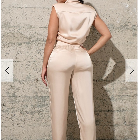 SATIN BLOUSE AND PANT SET - Picture 3 of 5